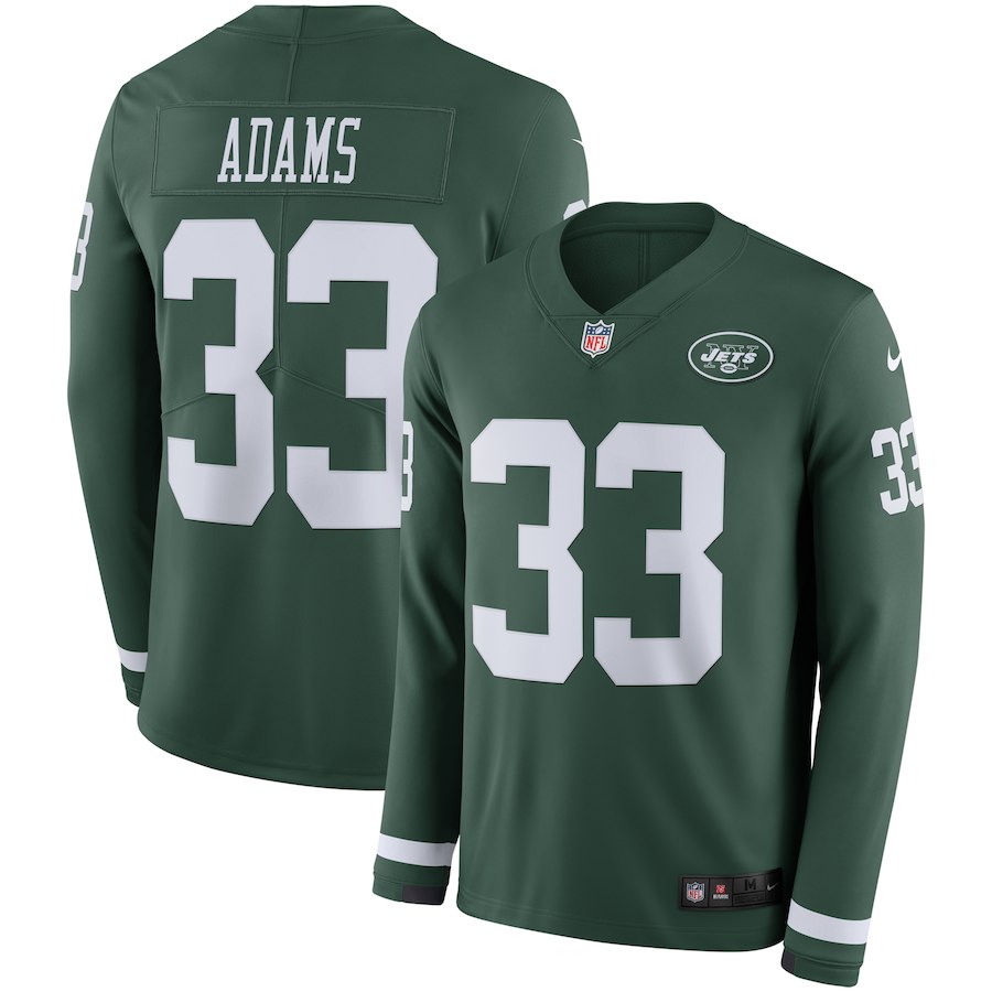 Men New York Jets #33 Adams green Limited NFL Nike Therma Long Sleeve Jersey